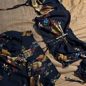 Cute two piece tube top and high waisted shorts 2x